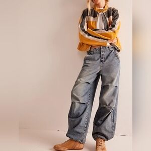FREE PEOPLE Newbies Solid Wide Leg Slouchy Jeans Large We The Free